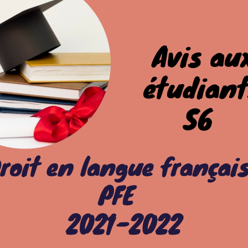 Avis aux étudiants du S6 encadrés par Pr. BOUZOUBAA
