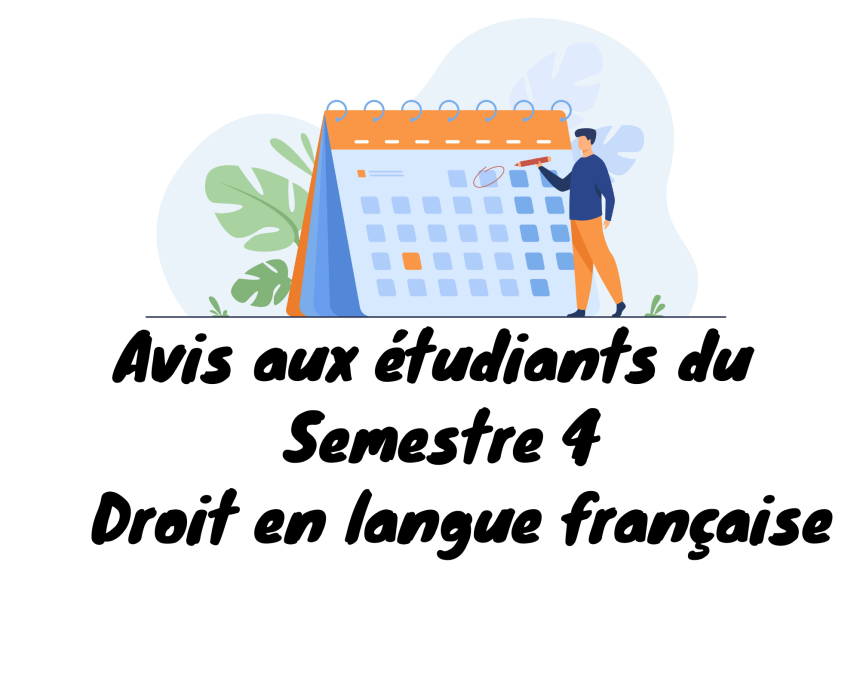 Avis aux étudiants du cycle Licence – Droit en langue française /Semestre4