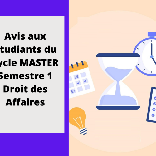 Calendrier des examens de la session normale du printemps 2021/2022 – Master Droit des affaires – S1