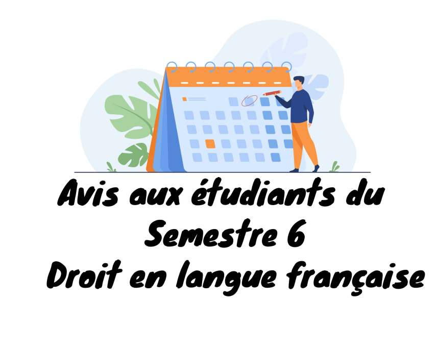 Avis aux étudiants du cycle Licence  Droit en langue française /Semestre 6 Parcours « Droit public »