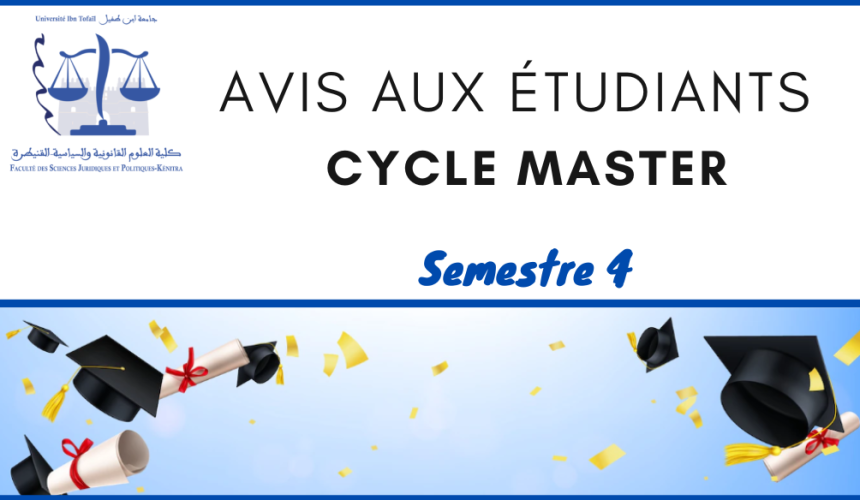 Avis aux étudiants du cycle Master Semestre 4 – Soutenance des mémoires de fin d’étude