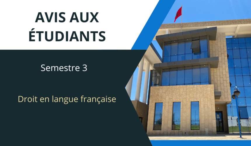 Avis aux étudiants du cycle Licence/ Semestre 3 / Droit budgétaire
