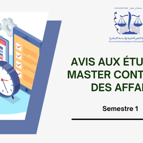 Emploi du temps – Semestre 1 – Master Contentieux des affaires – Année universitaire 2022-2023