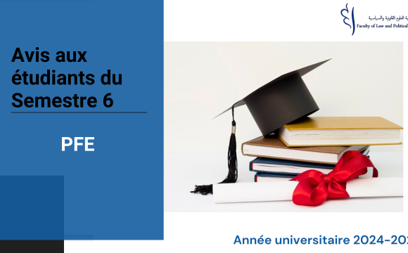 Avis aux étudiants – Semestre 6 –  Projet de fin d’étude (PFE)