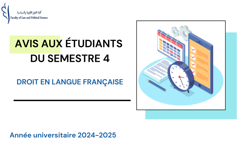 Avis aux étudiants du cycle Licence – Droit en langue française / Semestre 4 – Droit des sociétés Avis aux étudiants du cycle Licence – Droit en langue française / Semestre 4 – Droit des sociétés