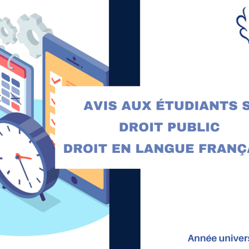 Avis aux étudiants du cycle Licence/ Droit en langue française (Droit public) / Semestre 4 – Histoire des idées politiques