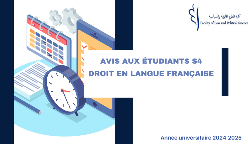Avis aux étudiants du cycle Licence/ Droit en langue française (Droit privé) / Semestre 4 – Droit des sociétés Avis aux étudiants du cycle Licence/ Droit en langue française (Droit privé) / Semestre 4 – Droit des sociétés