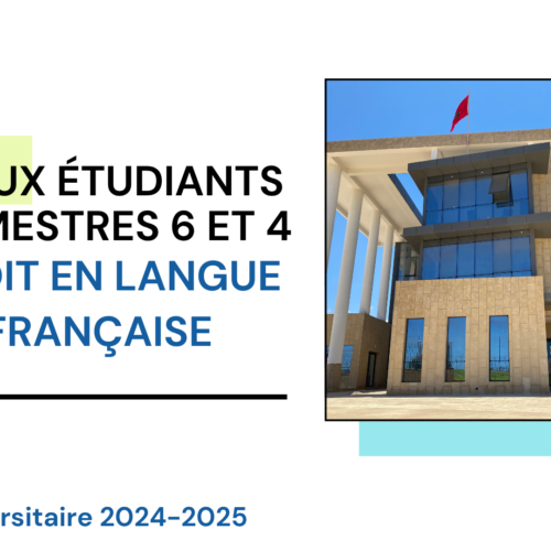Locaux des examens de la session normale de printemps -S6 et S4  (Droit en langue française) 2024/2025