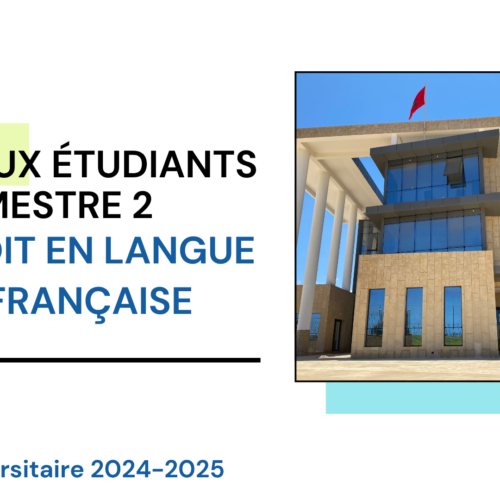 Locaux des examens de la session normale de printemps (Version rectifiée) -S2 (Droit en langue française) 2024/2025