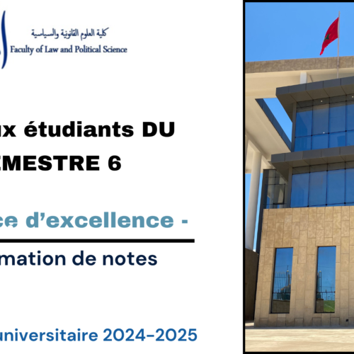 Avis aux étudiants du cycle Licence d’Excellence – S6 – Réclamations de notes -Session normale de printemps 2024-2025