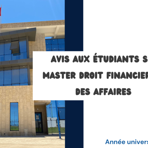 Avis aux étudiants S3 – Master Droit Financier et des affaires