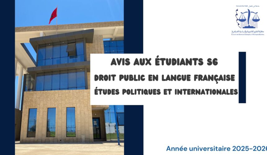 Avis aux étudiants du Semestre 6 – Droit Public – études Politiques et Internationales – Module ONU et Gestion des Crises Avis aux étudiants du Semestre 6 – Droit Public – études Politiques et Internationales – Module ONU et Gestion des Crises
